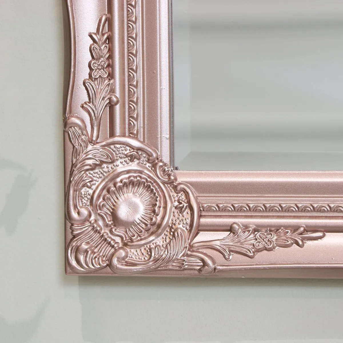 Melody Maison Ornate Rose Gold Pink Wall Mirror With Bevelled Glass 2