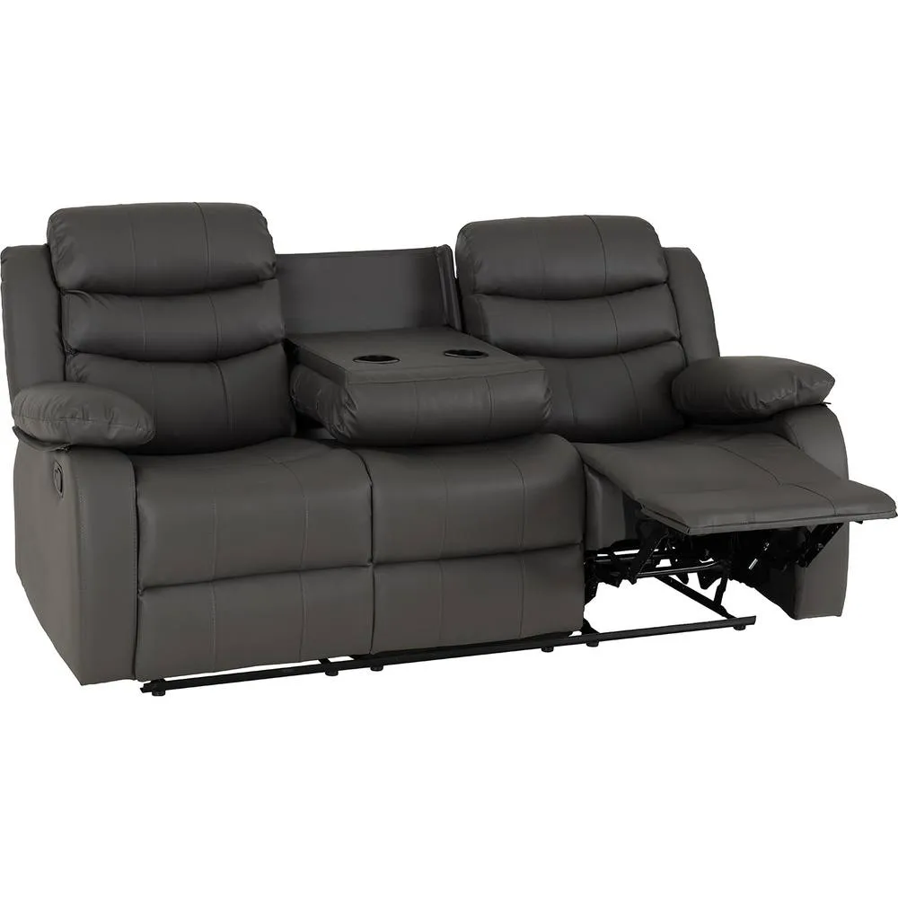 Seconique Roma 3 Seater Recliner Sofa - Grey Faux Leather 6