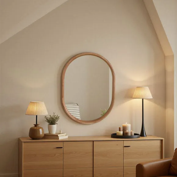 Yearn Solid Oak Oval Wall Mirror 4