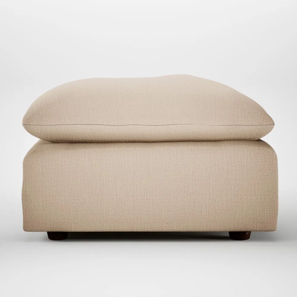 Heal's Astrid Ottoman Smart Cotton Linen Rice Walnut Stained Beech Feet 2