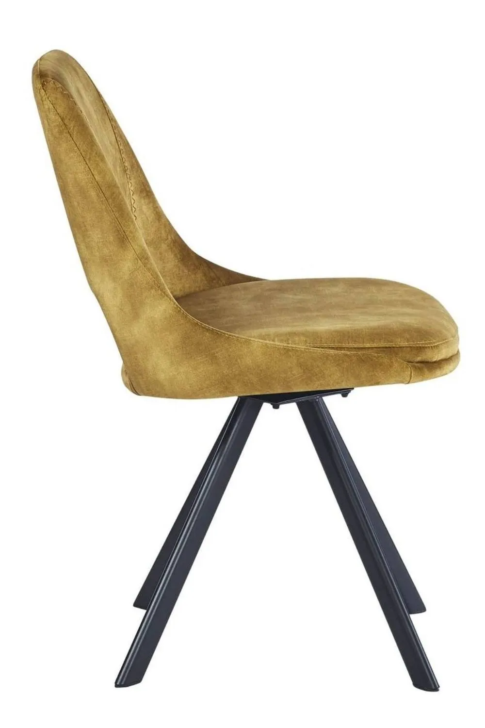 IH Design Flookburgh Mustard Velvet Swivel Dining Chairs Set of 2 4