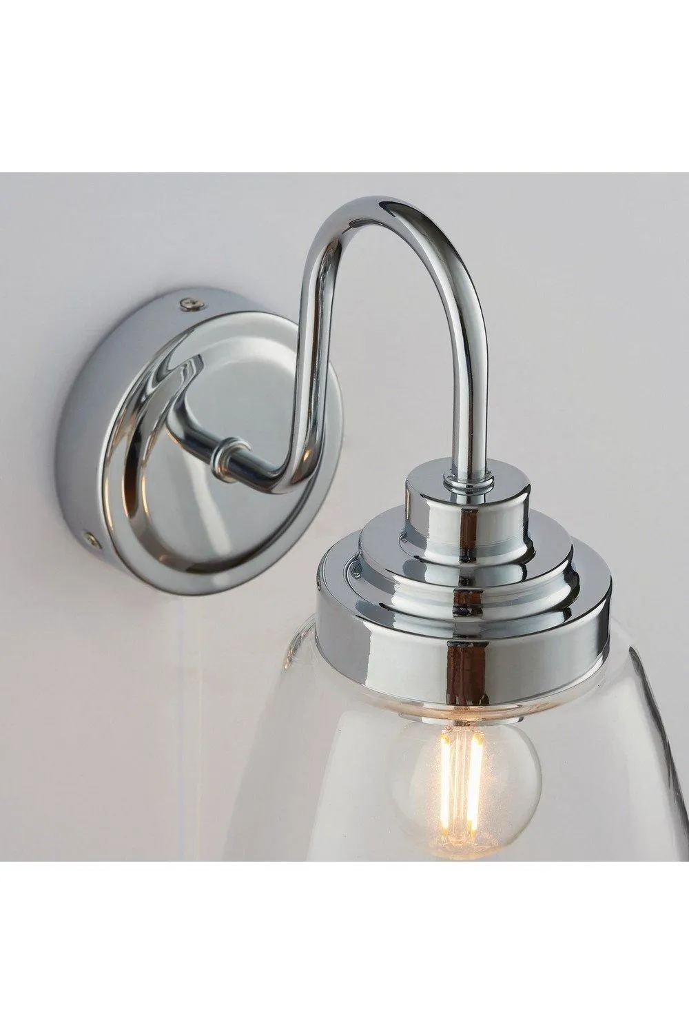 Netlighting Ashbury LED 1 Light Bathroom Wall Glass Chrome Plate IP44 LED E14 in Grey 3