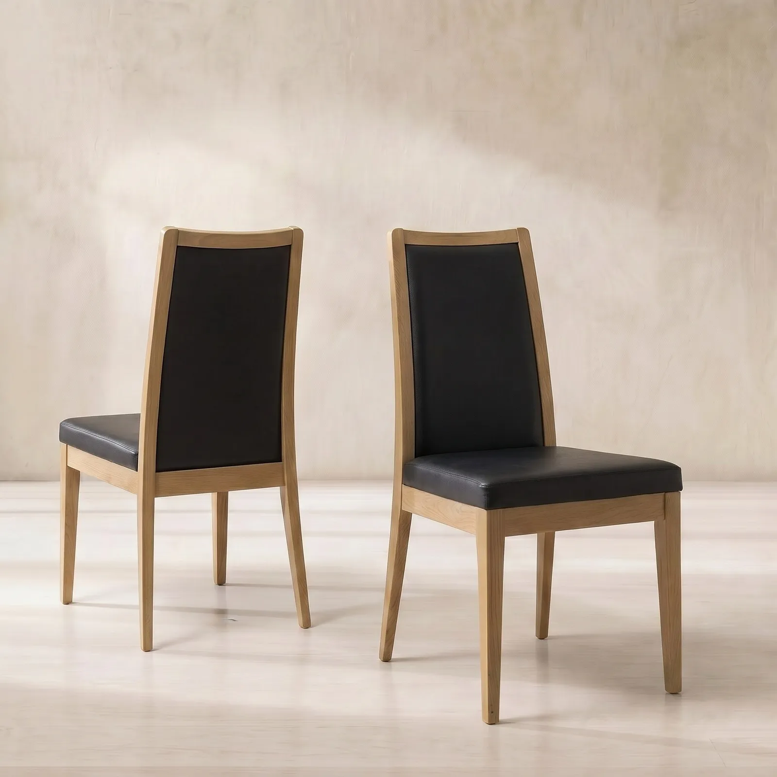 Ercol Romana Padded Back Dining Chair, Black Leather | Barker & Stonehouse 1