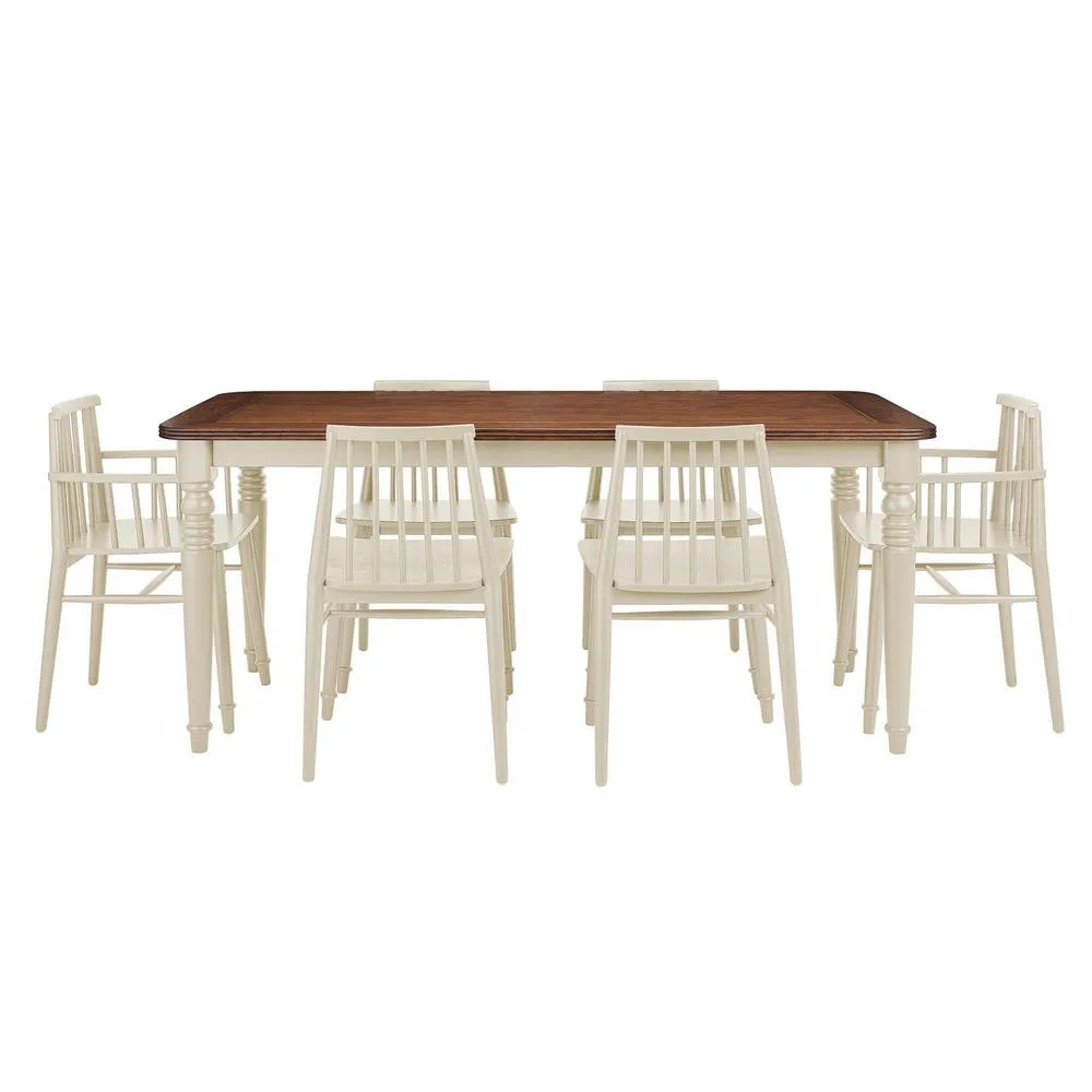 Statement Furniture Queensbury Large Dining Table with Oak Top in Cream 6