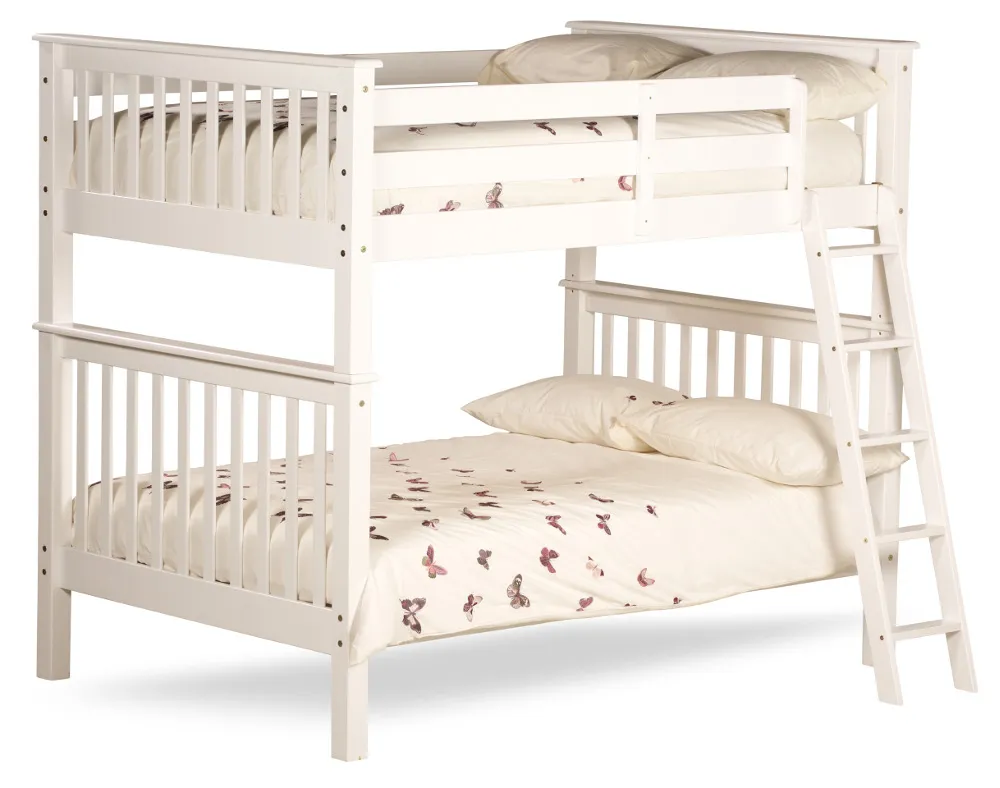 Malvern - Kids White Wooden Sleeper Bunk Bed - Quadruple - 4ft - Happy Beds
