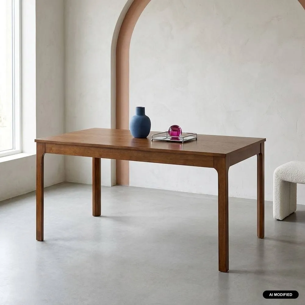 sweeek Dining table rectangular extendable with rubberwood & oak veneer in Dark Brown