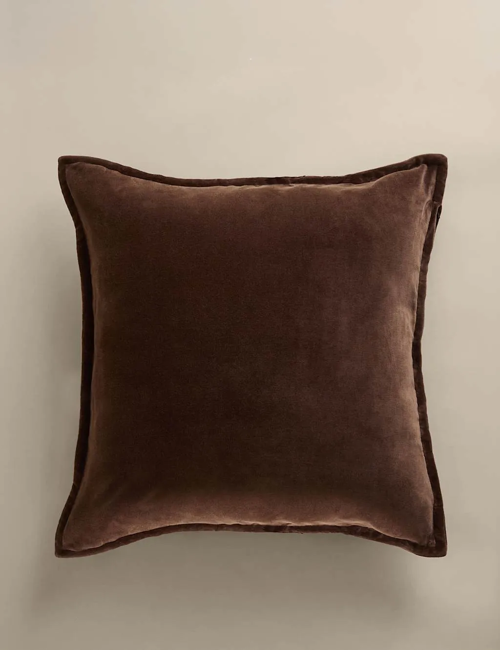 M&S Pure Cotton Velvet Cushion Cover Chocolate
