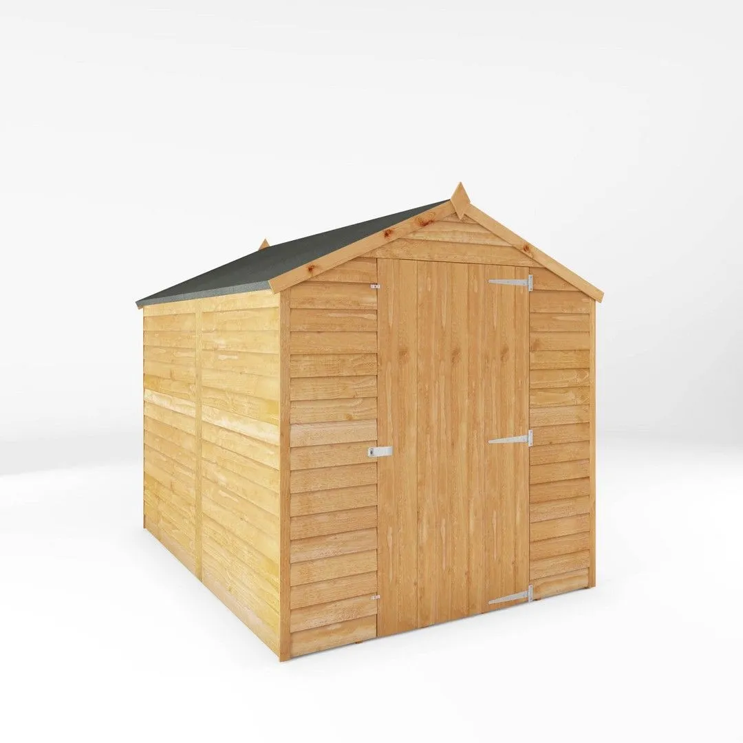 Mercia Single Door Overlap Apex Windowless Shed - L240.4 x W190.5 x H198.6 cm in Brown