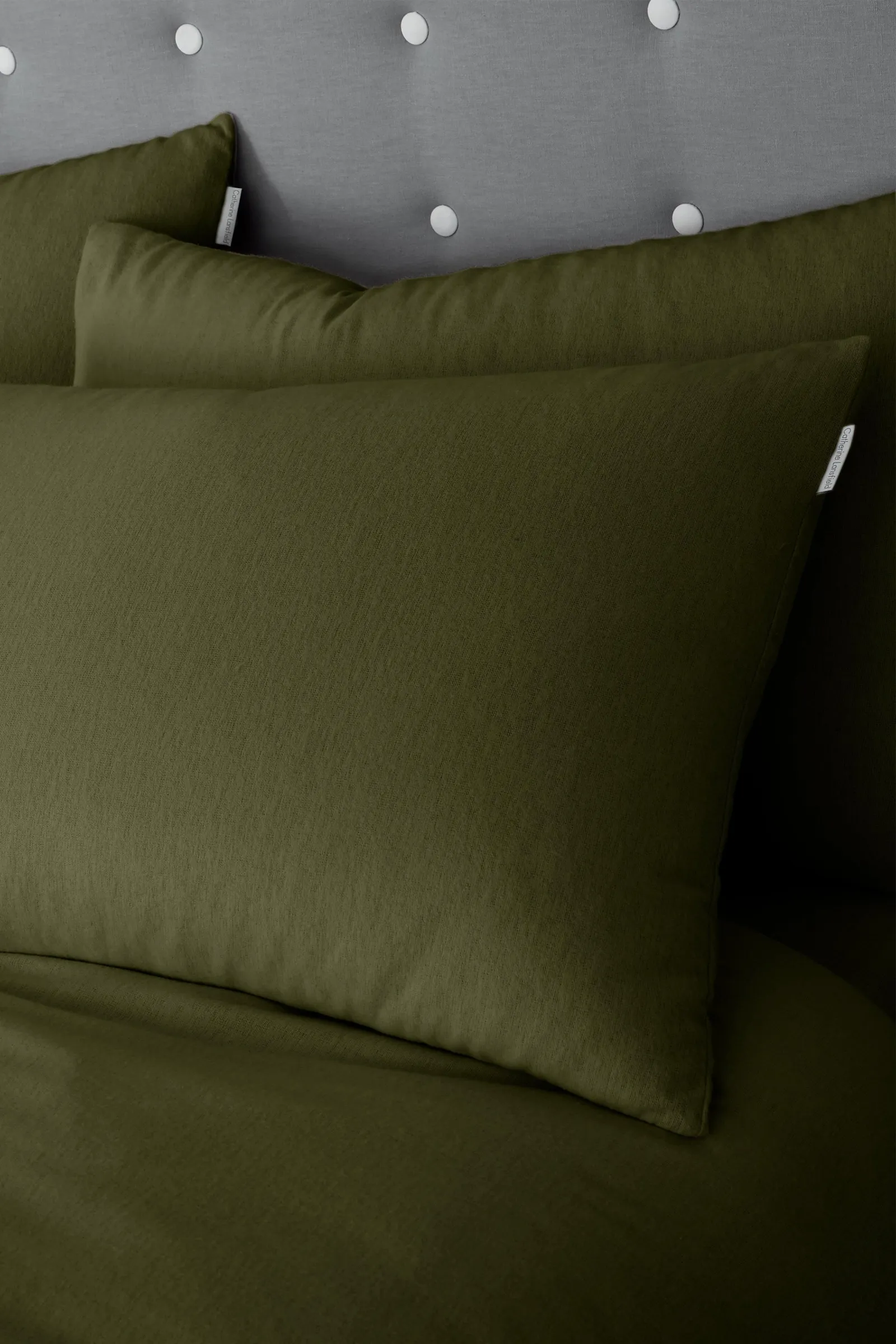 Catherine Lansfield 'Brushed Cotton' Pillowcase Pair in Green 1