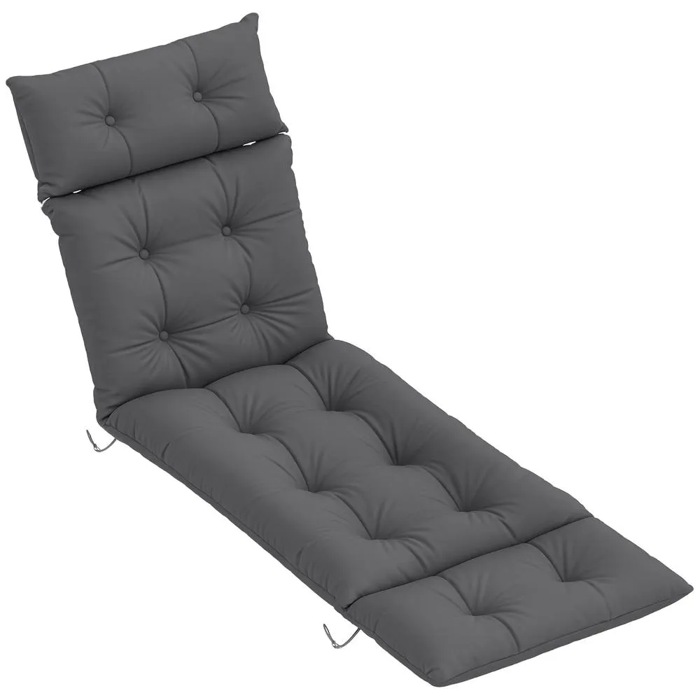 OUTSUNNY Sun Lounger Cushion Only, Garden Lounge Chair Cushion, Dark Grey 2