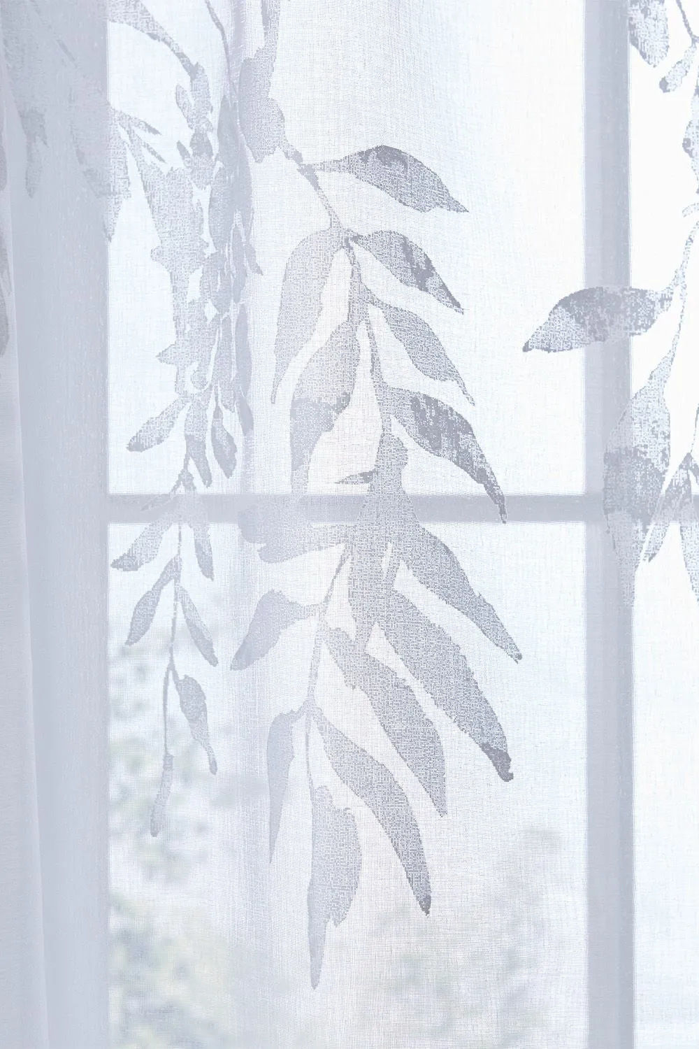 Catherine Lansfield 'Wisteria Floral' Voile Curtain Panel in White 3