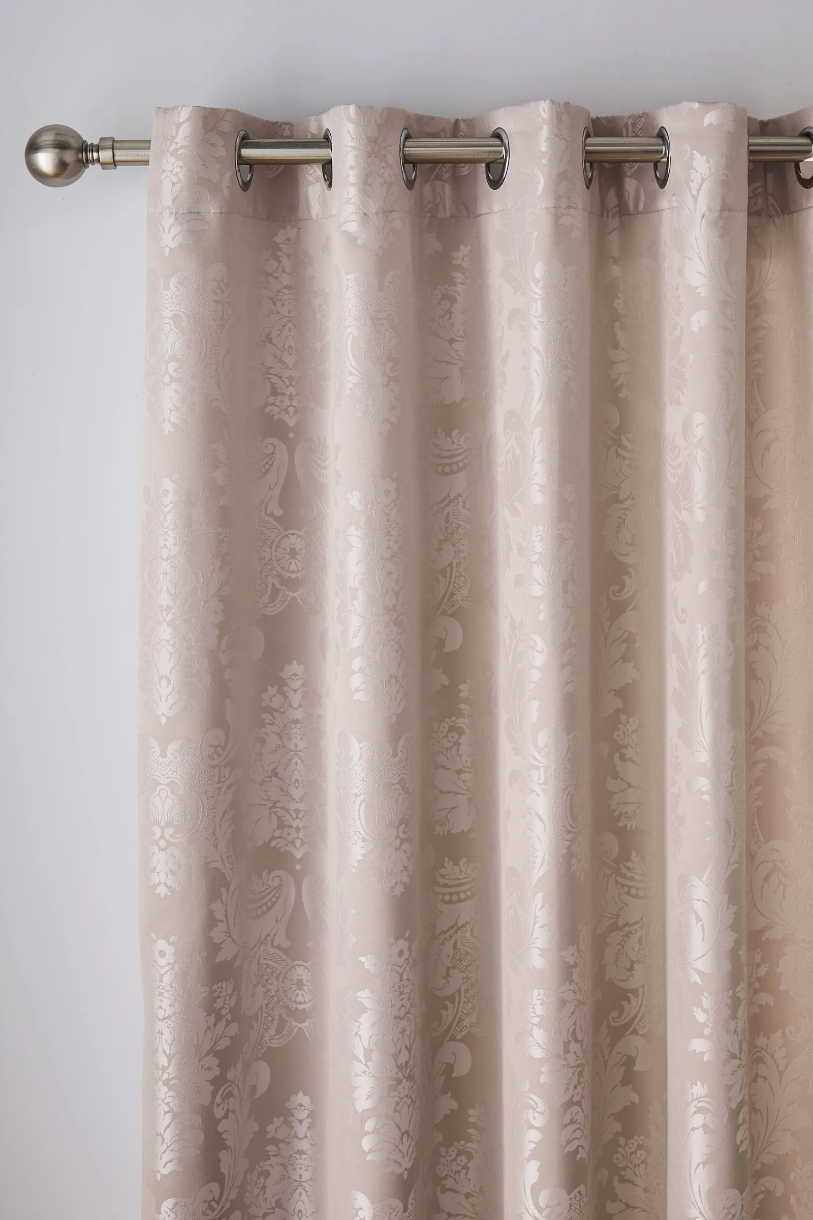 Catherine Lansfield 'Damask Jacquard' Lined Eyelet Curtains in Gold 2
