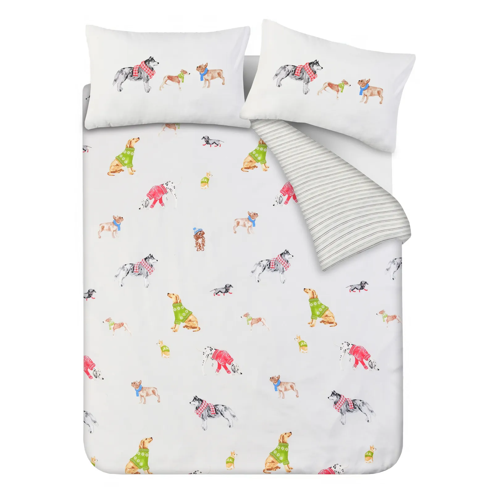 Smart Living Luxury Soft Reversible Pooches in Jumpers Duvet Cover & Pillowcases in Natural 6