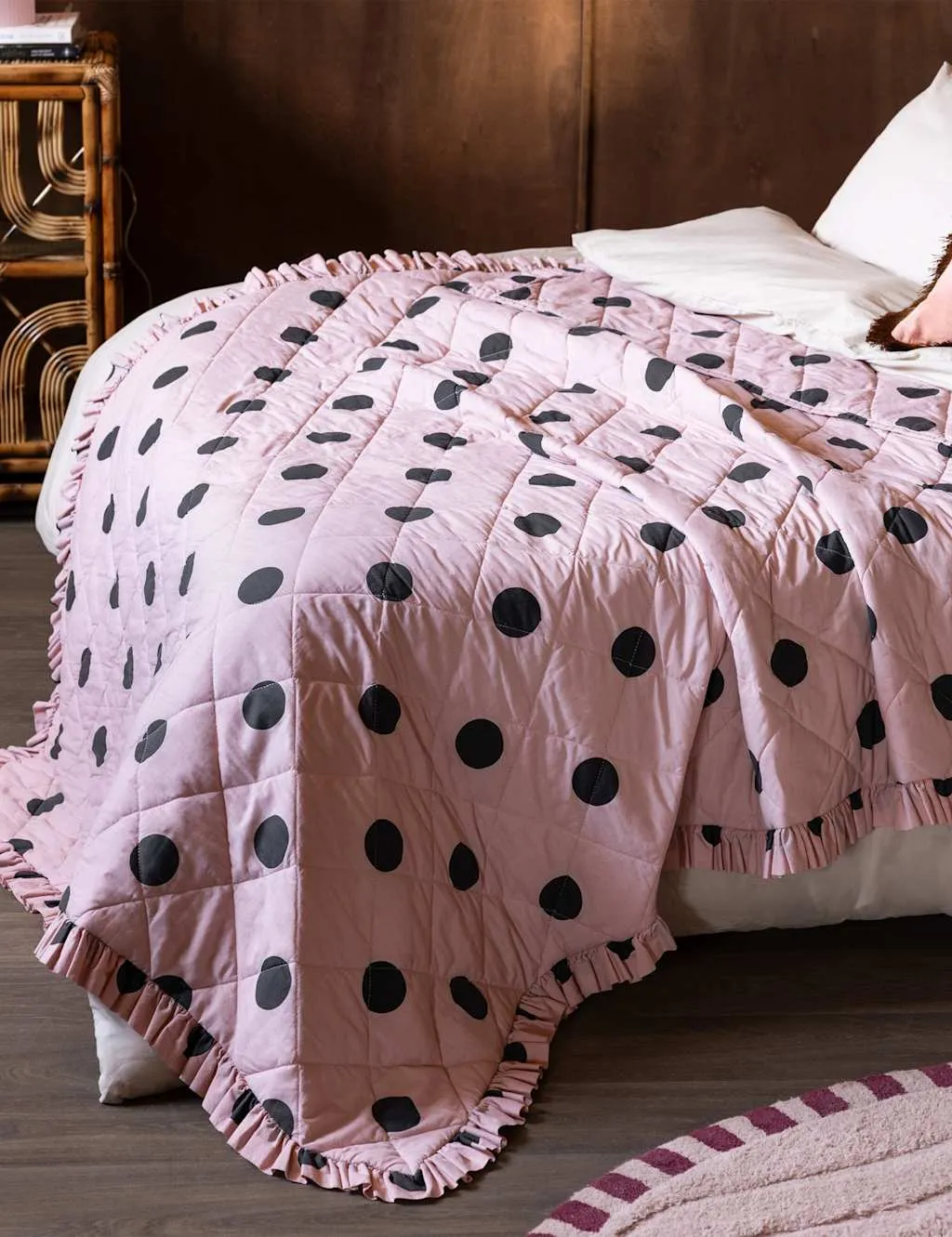 Rockett St George Pure Cotton Dot Noir Bedding Set Pink Mix
