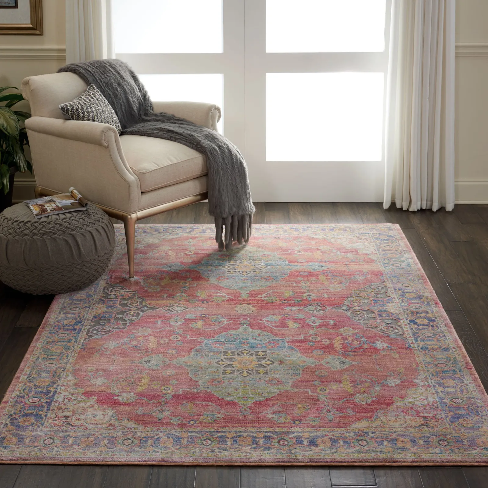 Ankara Global 1 Rug Blue, Yellow and Pink