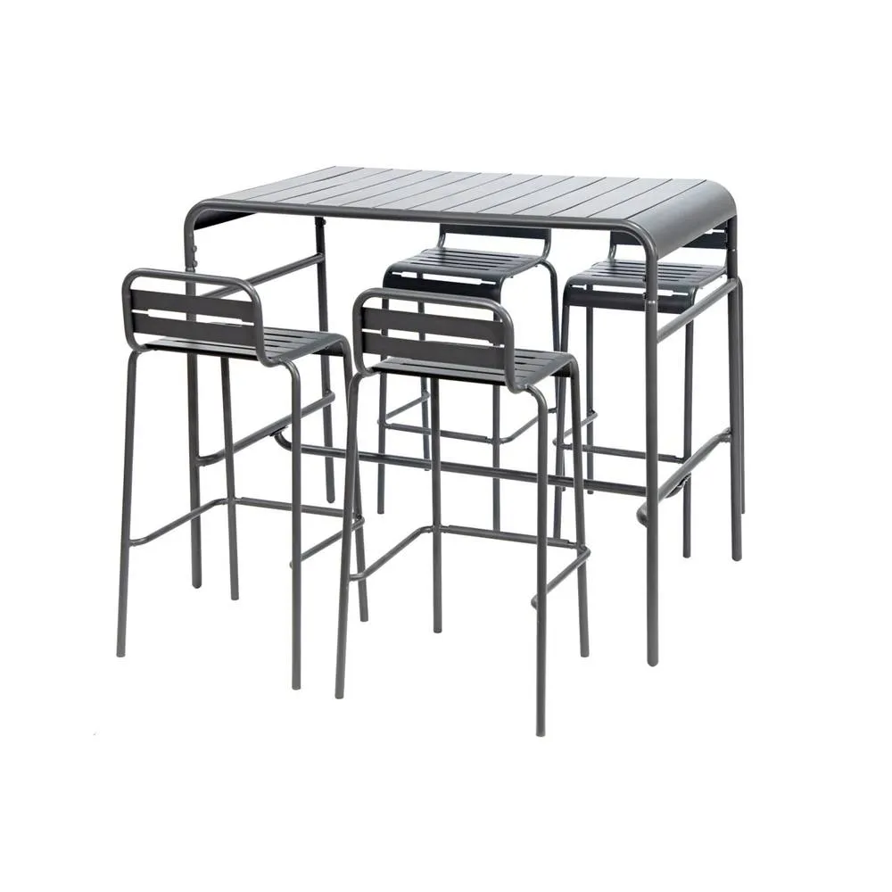 sweeek Garden high table with 4 steel bar stools in Dark Grey 2