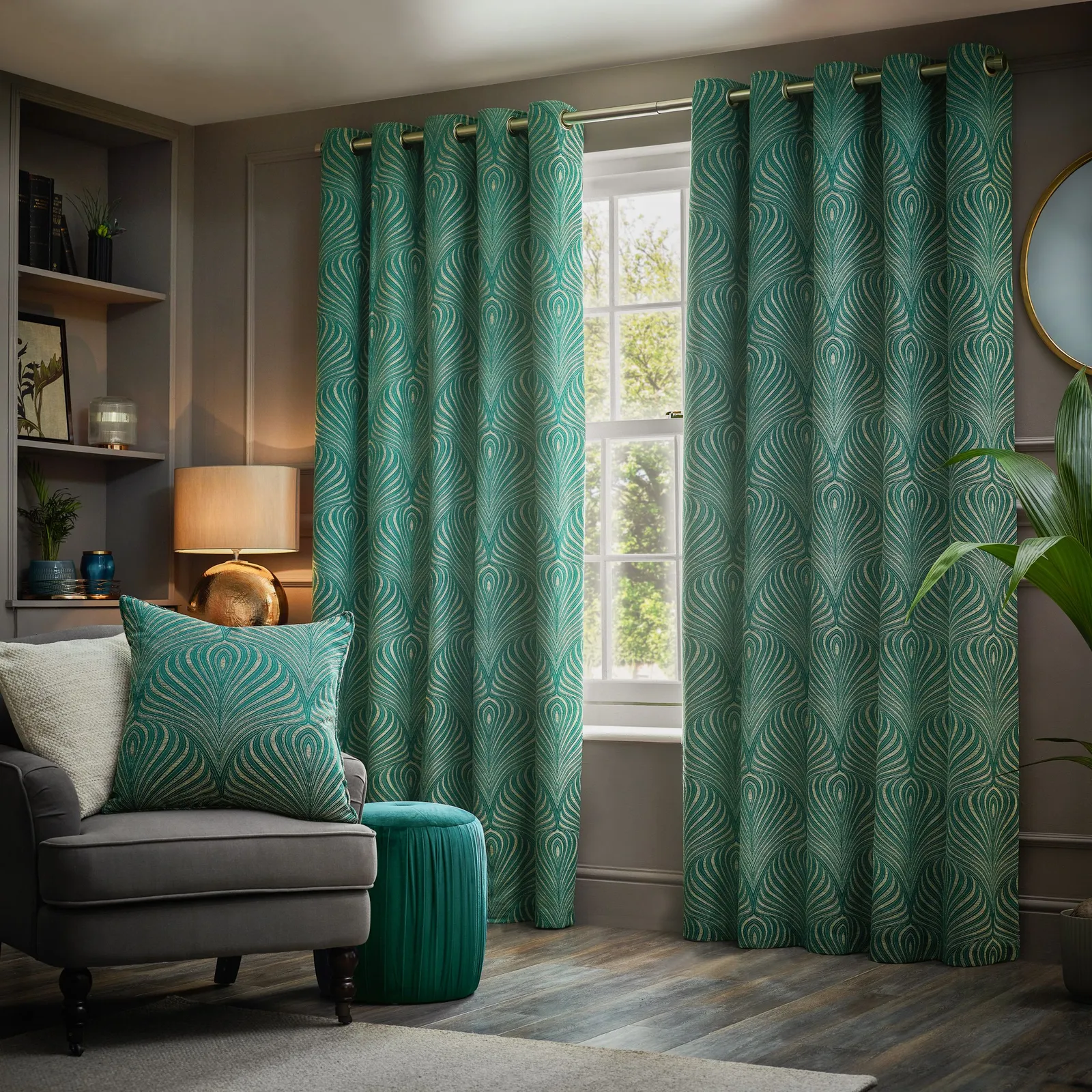 Paoletti Gatsby Jacquard Polyester Filled Cushion in Emerald 5