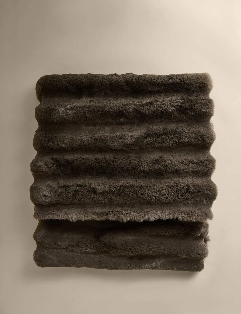 M&S Ribbed Chunky Adult Throw Khaki