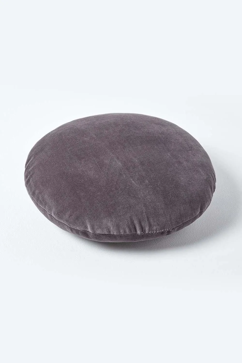 Homescapes Velvet Cushion, 40 cm Round in Dark Grey 3