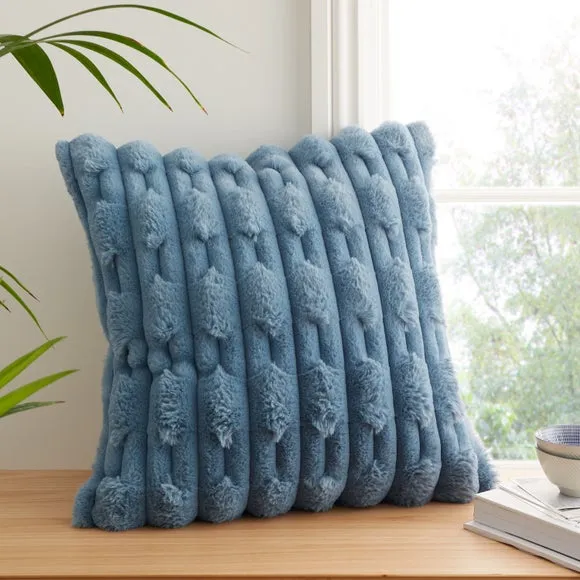 Bianca Carved Faux Fur Square Cushion