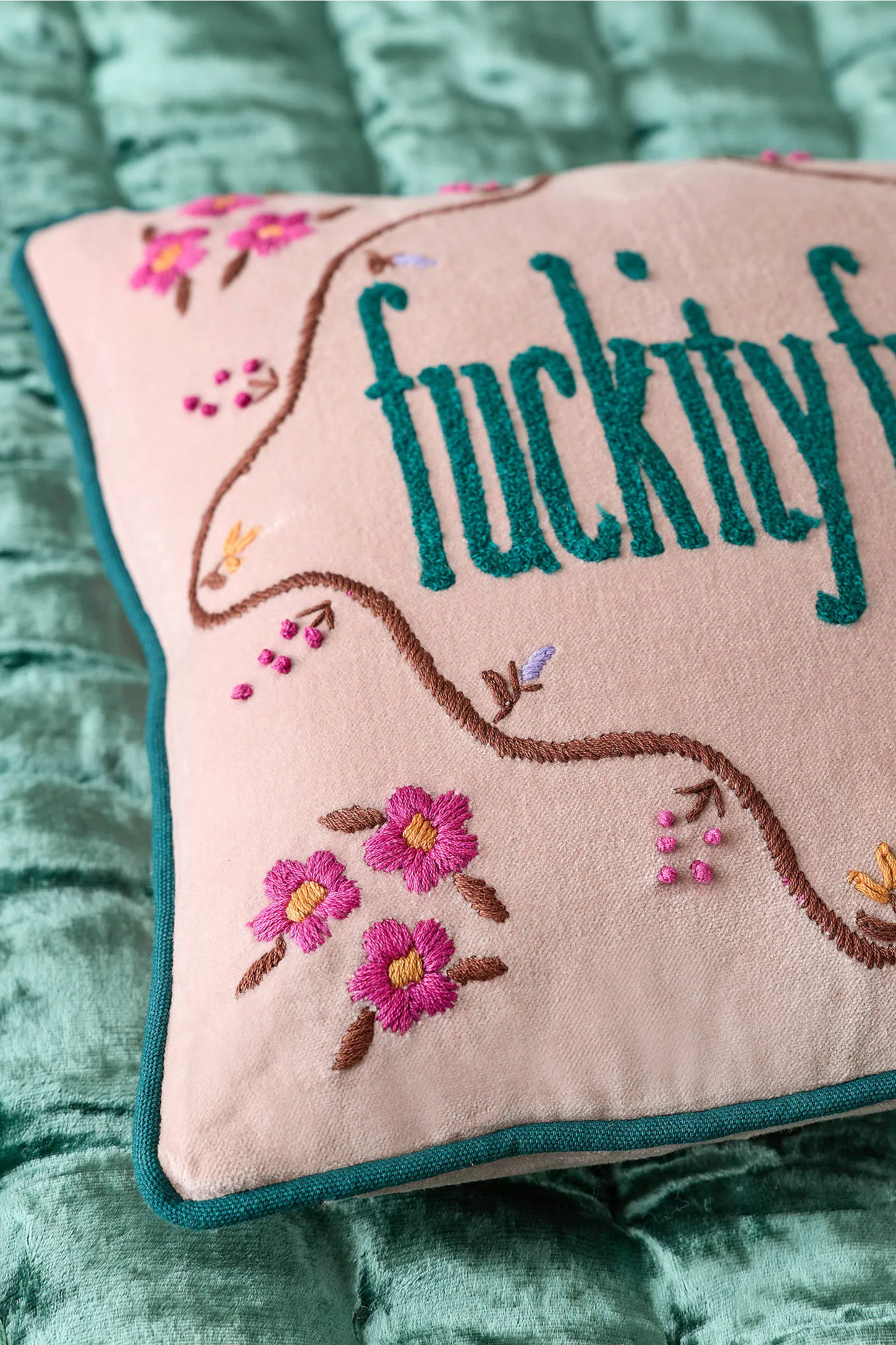 Pink F*ckity F*ck Velvet Cushion - Pink 2