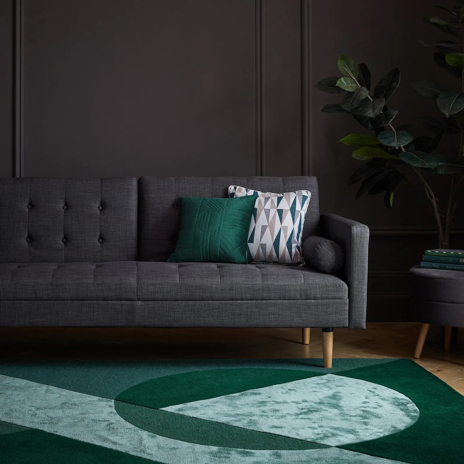 Taro Wool Mix Rug Green and Grey