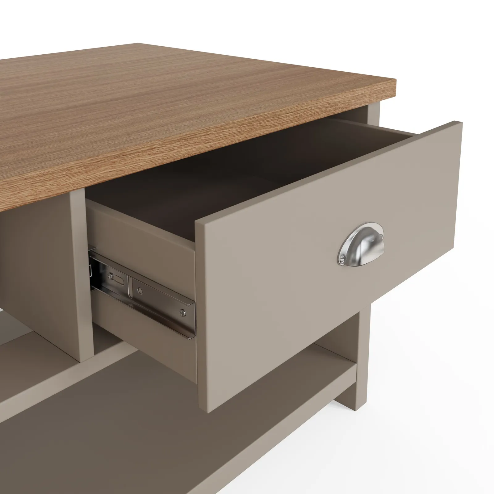 GFW Lancaster 2 Drawer Coffee Table in Grey 5