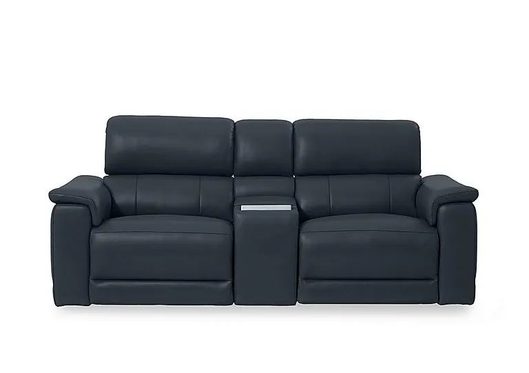 Genius Leather 2 Seater Power Recliner Media Sofa with Power Headrest, Power Lumbar and Heated Seats