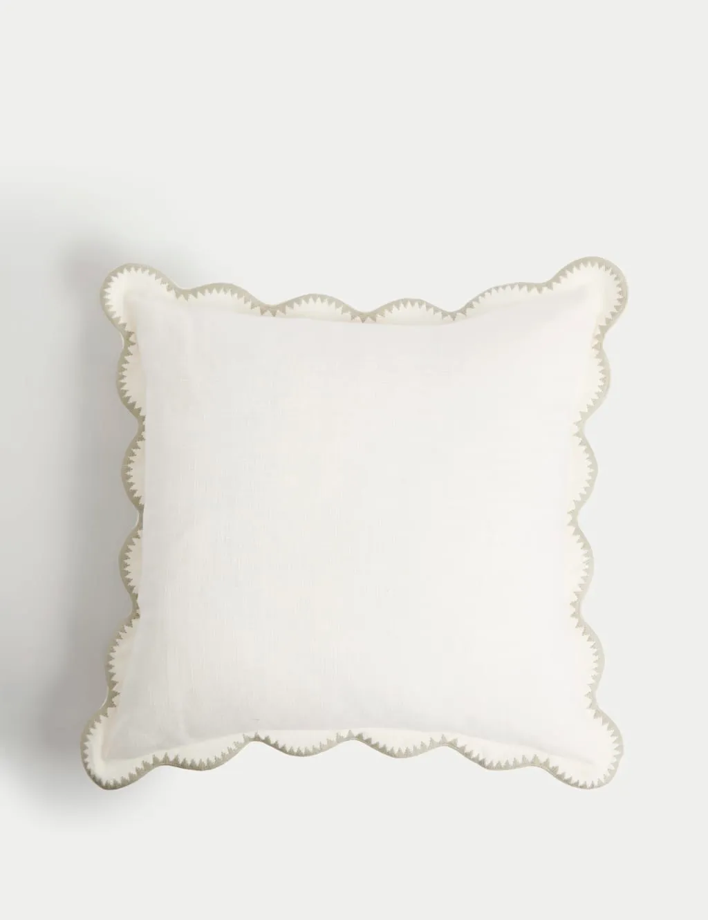 M&S Pure Cotton Embroidered Scallop Cushion Ecru