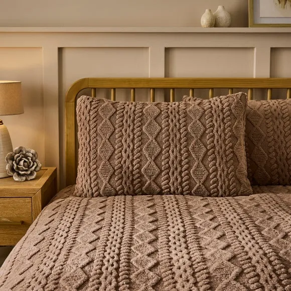 Cable Fleece Duvet Cover and Pillowcase Set 3