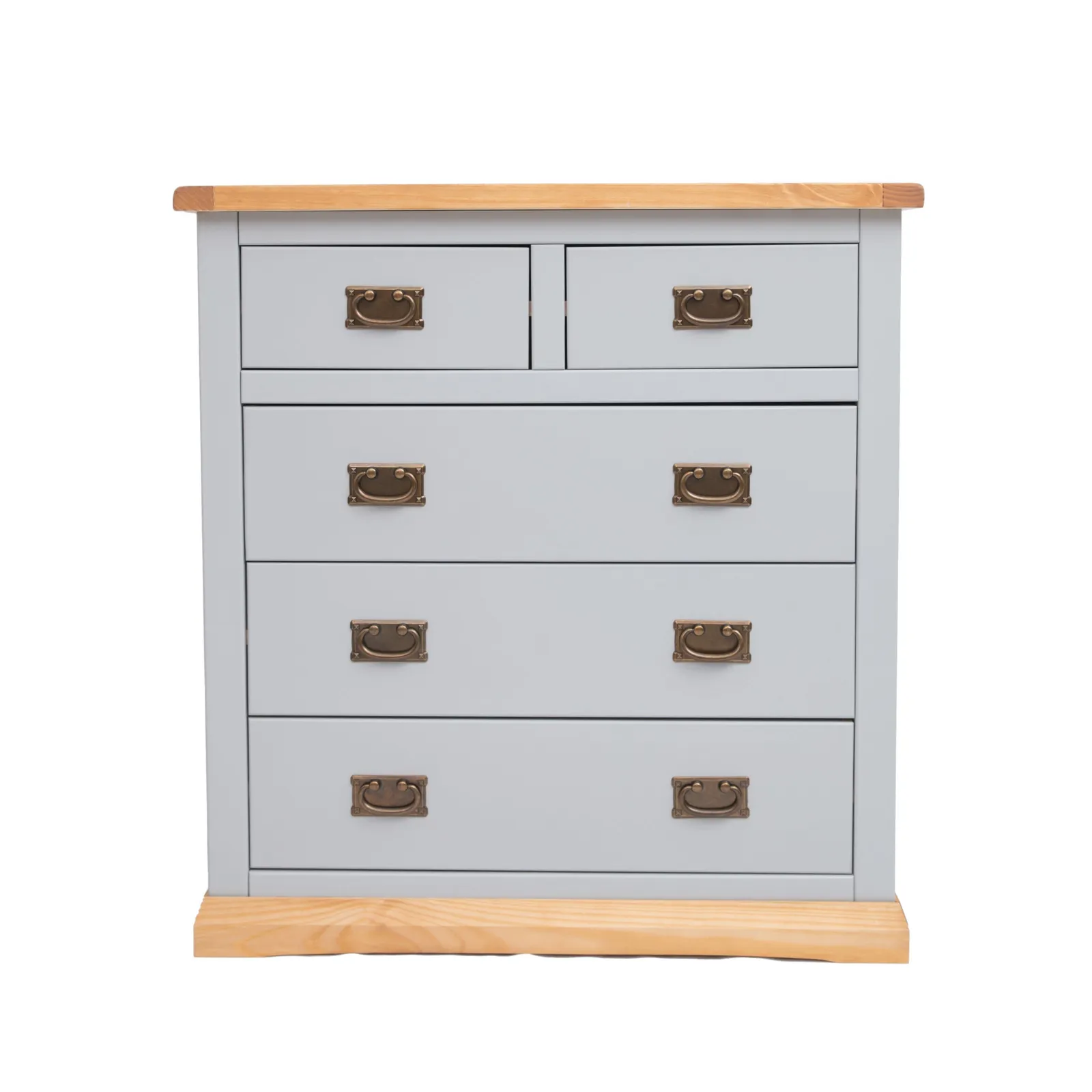 Cabinet Bits Bomporto 5 Drawer Chest of Drawers Bras Drop Handle in Light Grey