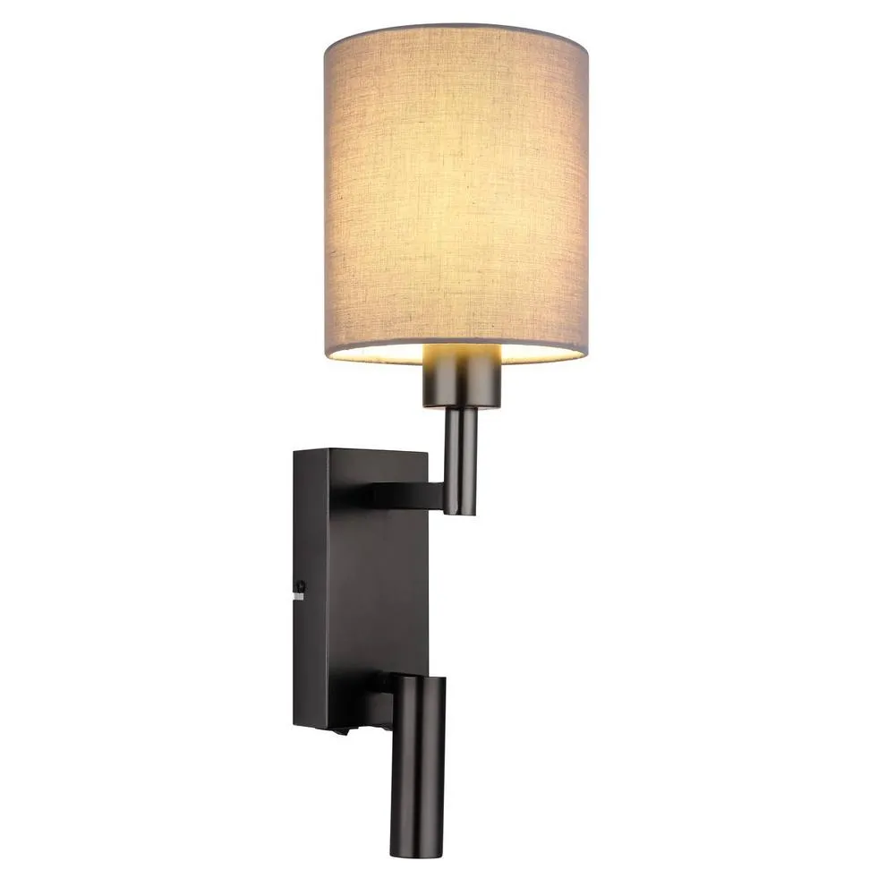Netlighting Zamora Reading Wall Light Matt Gunmetal Textile Grey Shade E27 6