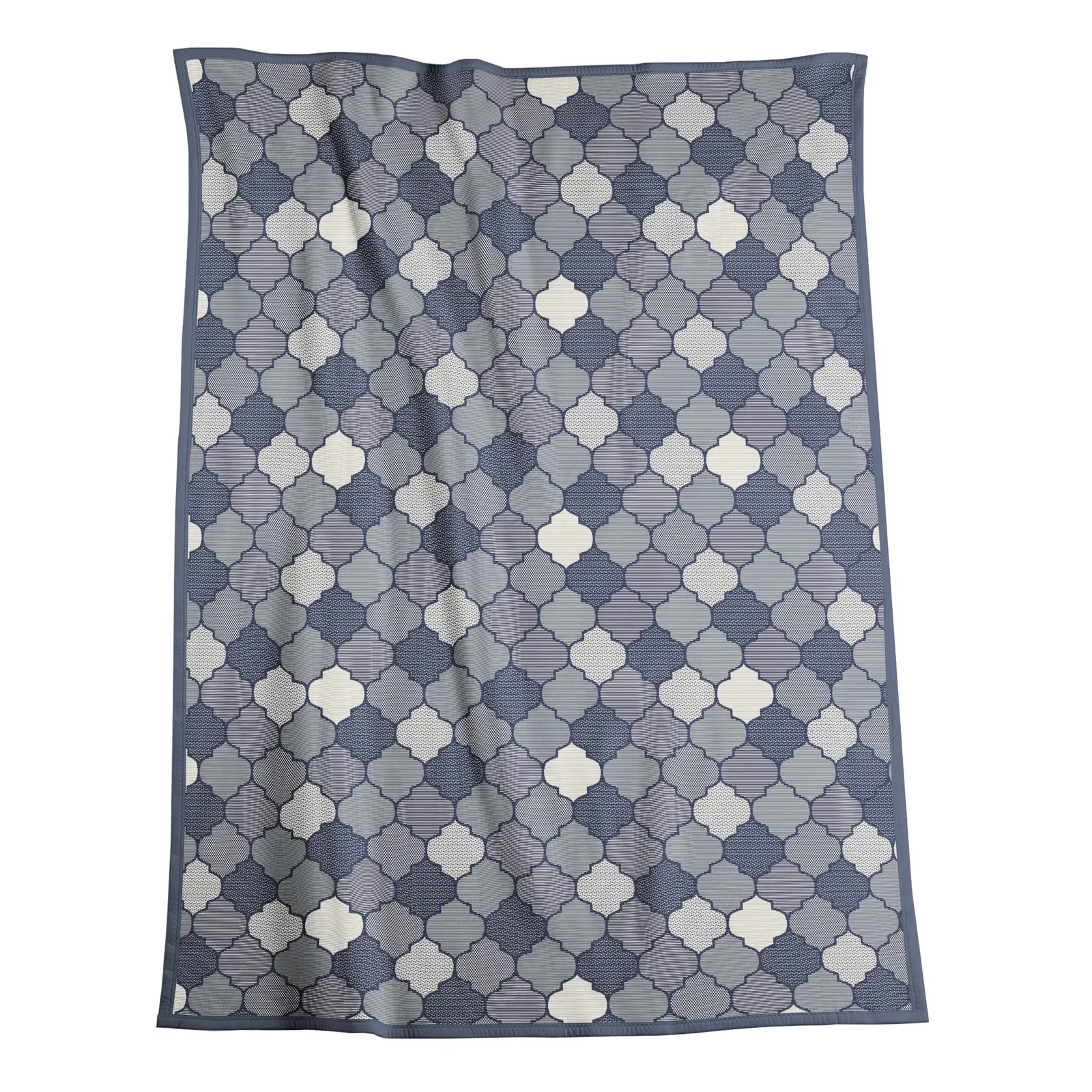 Thermosoft Vintage Blue Blanket Navy Blue and White