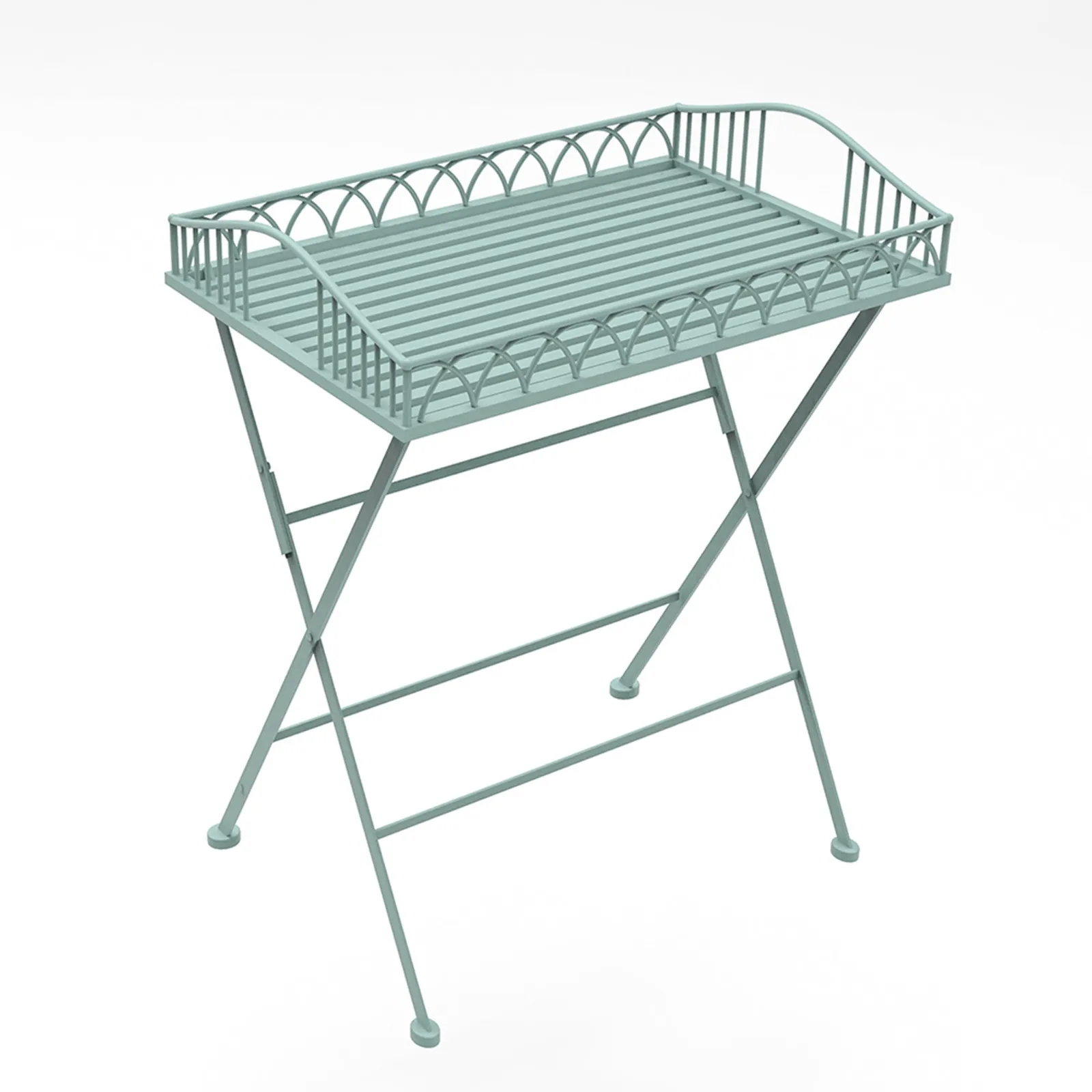 Foldable Wrought Iron Sage Green Butler Tray Sage Green
