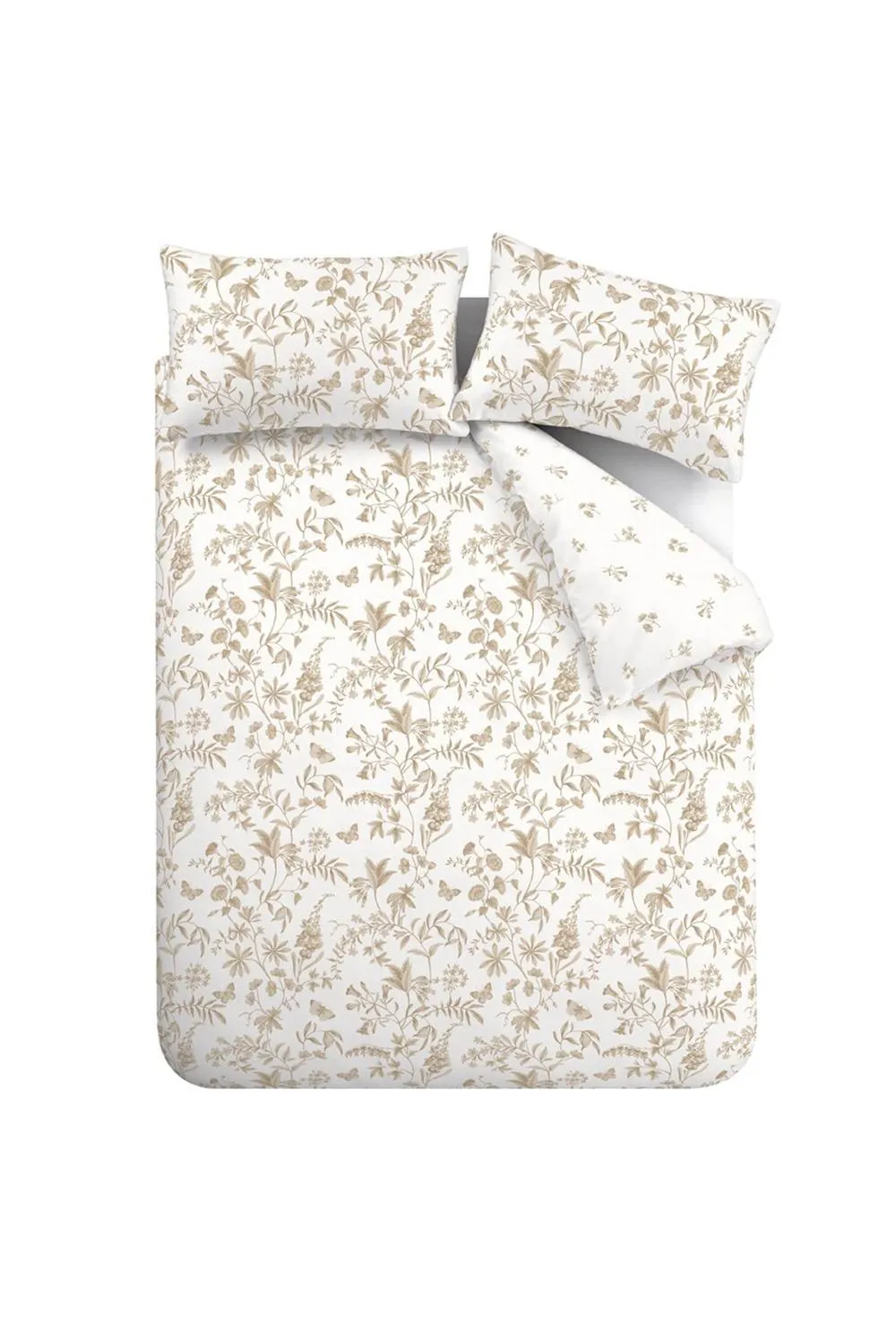 Bianca Thea Floral 200 Thread Count Cotton Reversible Duvet Cover Set in Natural 5
