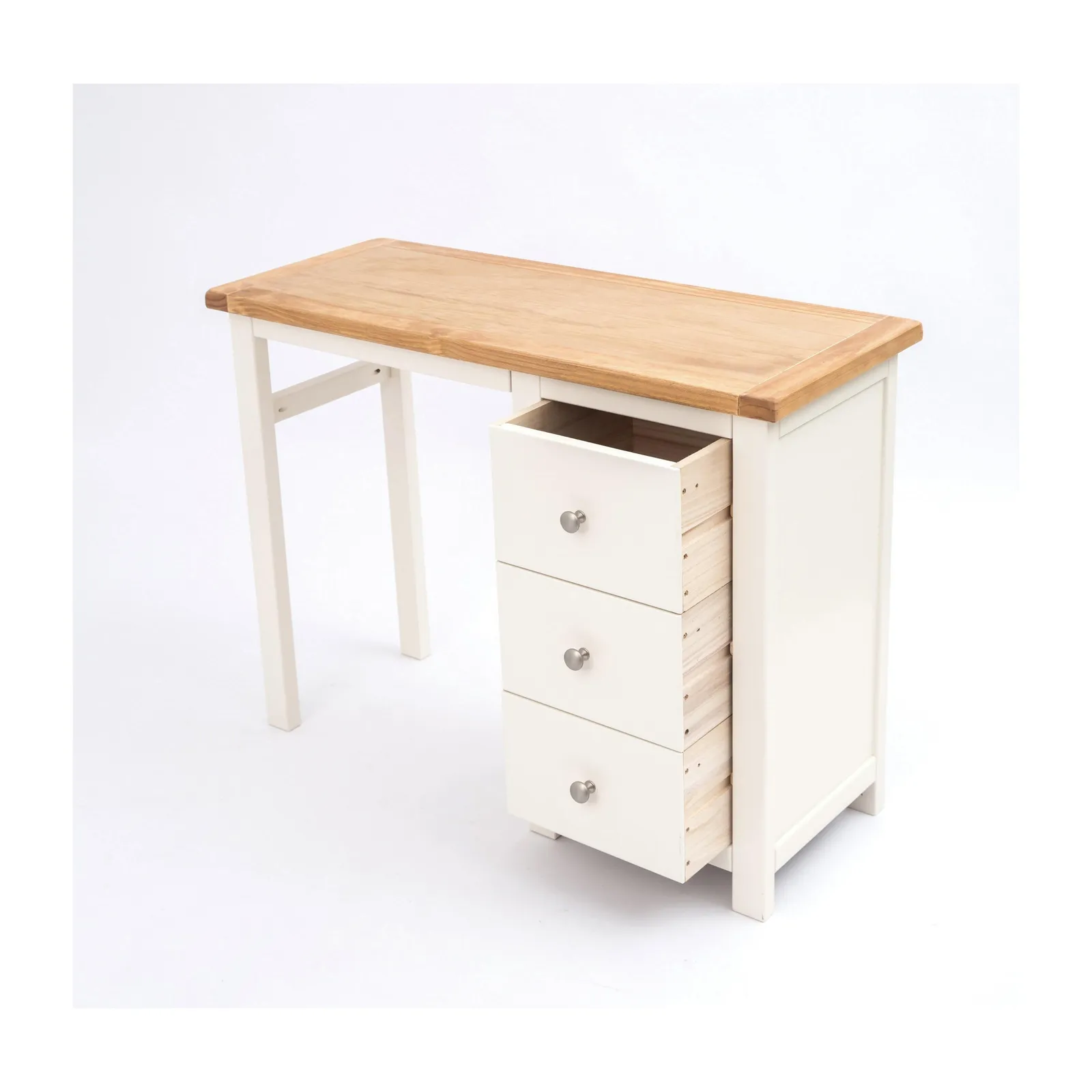 Cabinet Bits Castelli 3 Drawer Dressing Table Set Chrome Knob in Off-White 4
