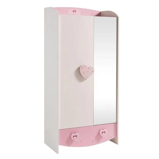 Betsy Wooden Wardrobe In White And Pink With 2 Doors
