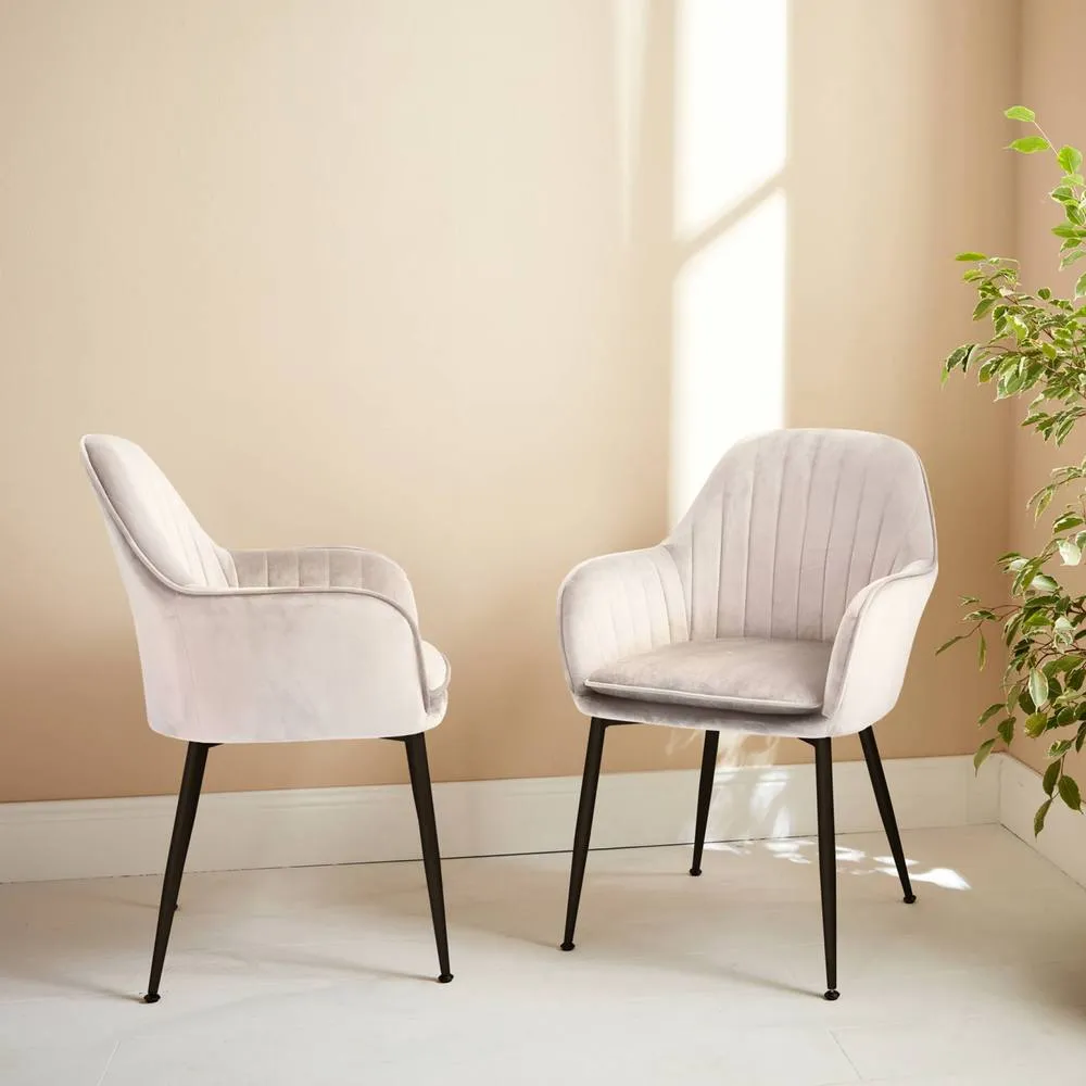 sweeek Pair of accent velvet armchairs with metal legs in White 3