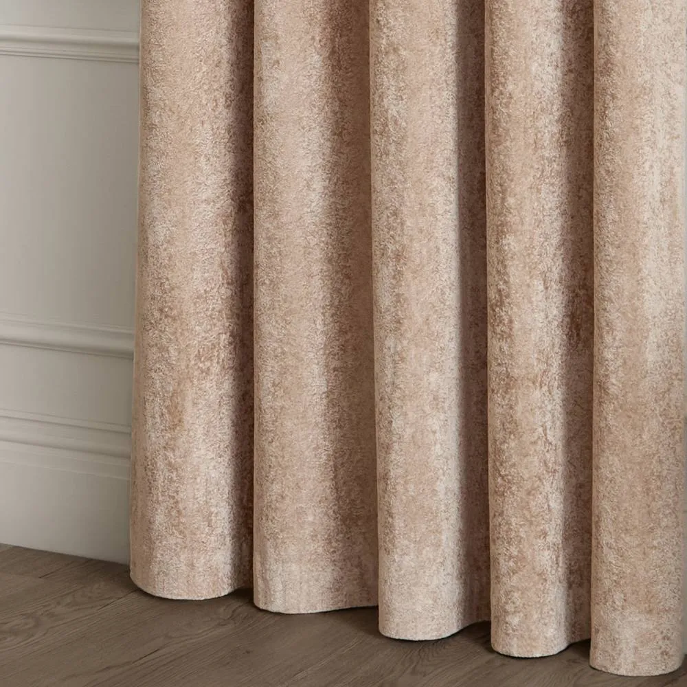 Paoletti Lustre Velvet Fully Lined Eyelet Curtain Pair in Nude 5