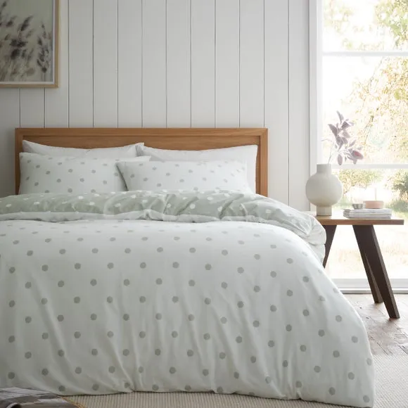 Catherine Lansfield Polka Dot 100% Brushed Cotton Duvet Cover & Pillowcase Set 3