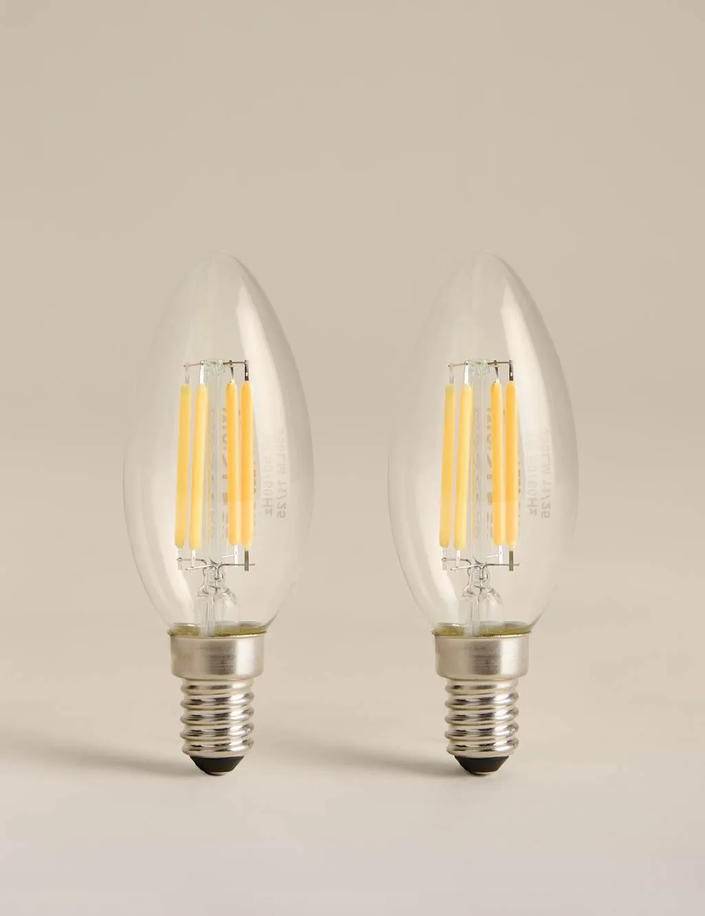 M&S 2 Pack 4W E14 Candle LED Light Bulbs Clear