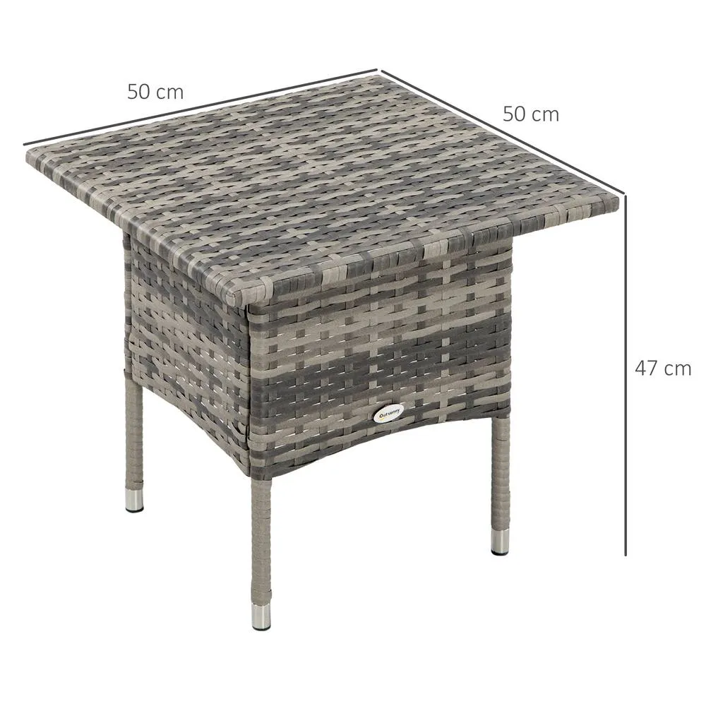OUTSUNNY PE Rattan Outdoor Coffee Table, Easy Match Rattan Side Table in Grey 3