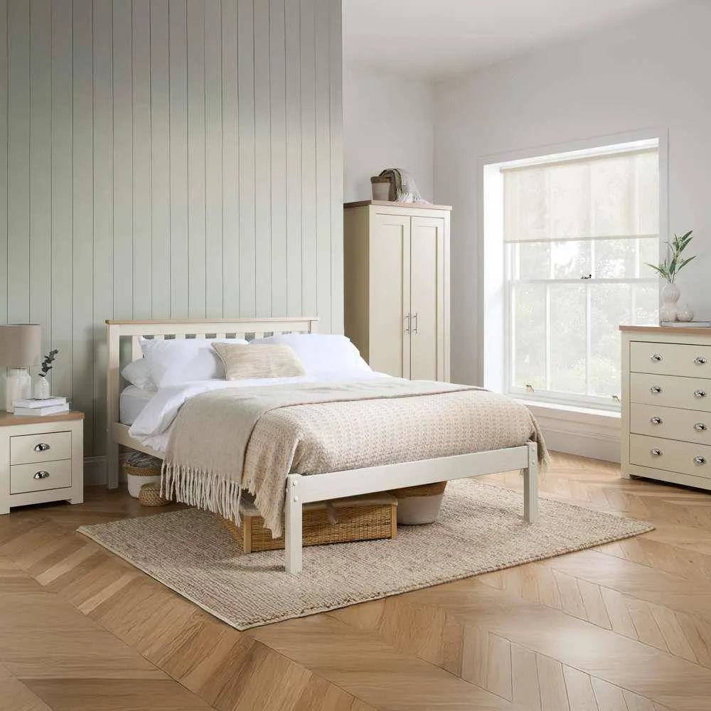 Birlea Pair of Bedside Cabinet Highgate 2 Drawer Chest Farmhouse Style Cream 3