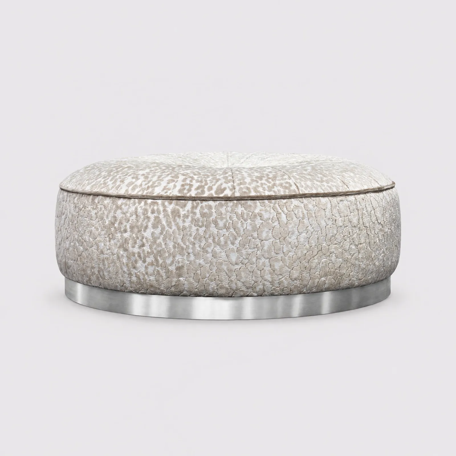 Monaco Large Round Stool, Neutral Fabric | Barker & Stonehouse