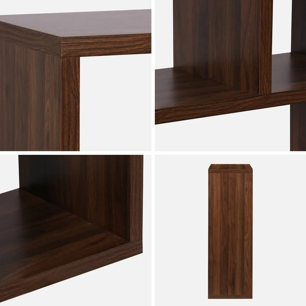 sweeek 3-tier Asymmetrical Bookshelf With 6 Compartments in Dark Brown 3