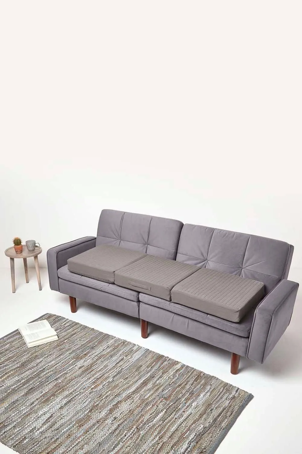 Homescapes Cotton Orthopaedic Foam 3 Seater Booster Cushion in Charcoal 5