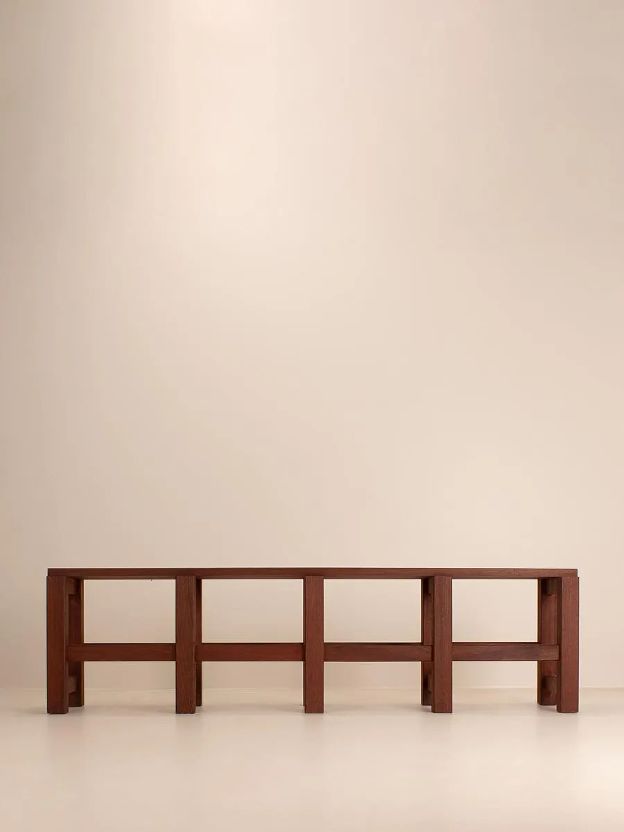 Vintage Mid Century Wooden Bench, Belgium