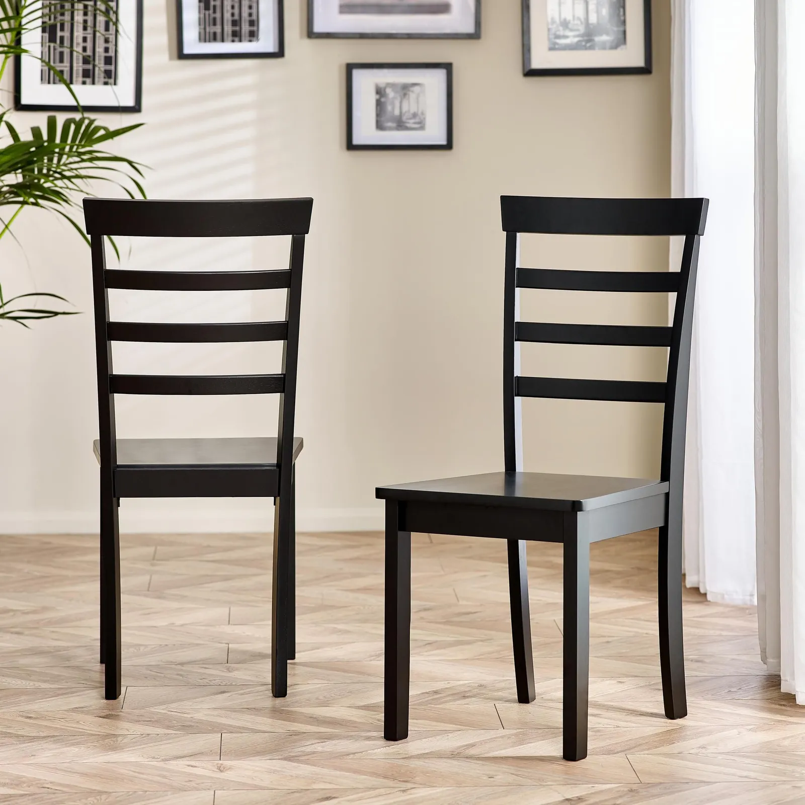 FurnitureboxUK Set of 2 Whitby Solid Wood Dining Chairs in Black 2