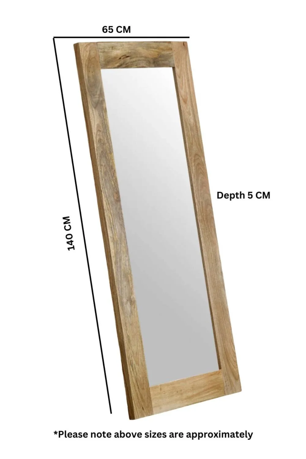 IH Design Charlbury Extra Long Mango Wood Wall Mirror 140cm in Natural 5
