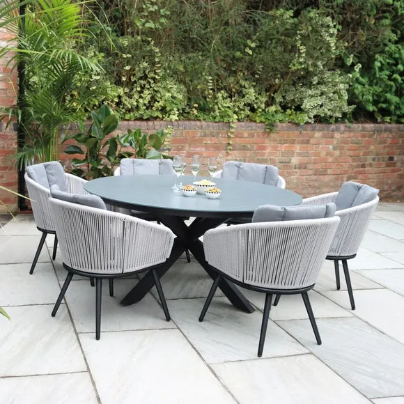 Aspen Ceramic Top Outdoor Dining Table with 6 Chairs 3